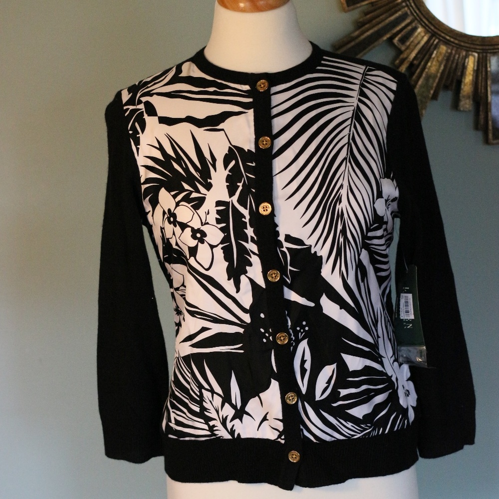 Ralph Lauren black sweater with silk front